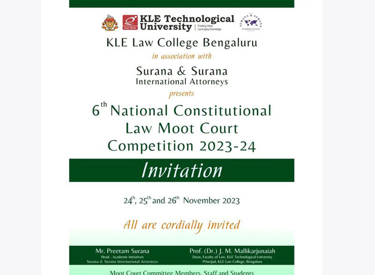The 6th National Constitutional Law Moot Court Competition 2023-24 at KLE Law College, Bengaluru