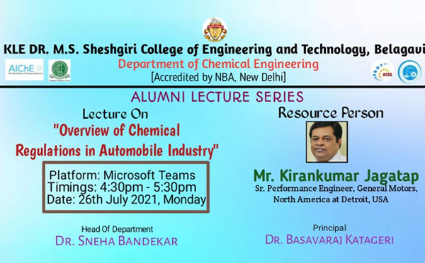 Alumni Lecture on: “Overview of Chemical Regulations in Automobile Industry”