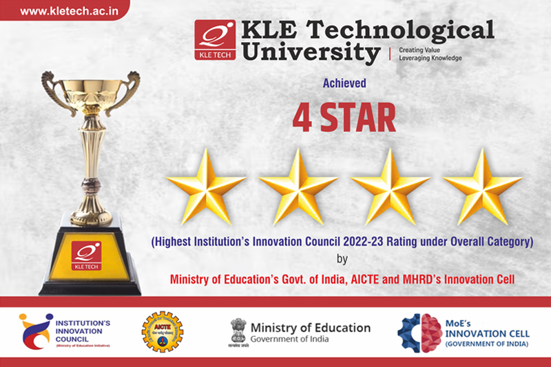 KLE Technological University's IIC Shines with 4-Star Rating in SWRO Zone's Innovation Performance 2022-23