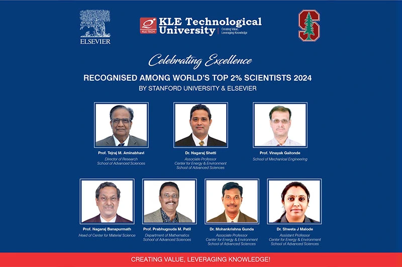 KLE Tech News: Seven Researchers Recognized in Stanford’s Top 2% Scientists List for the Fifth Consecutive Year